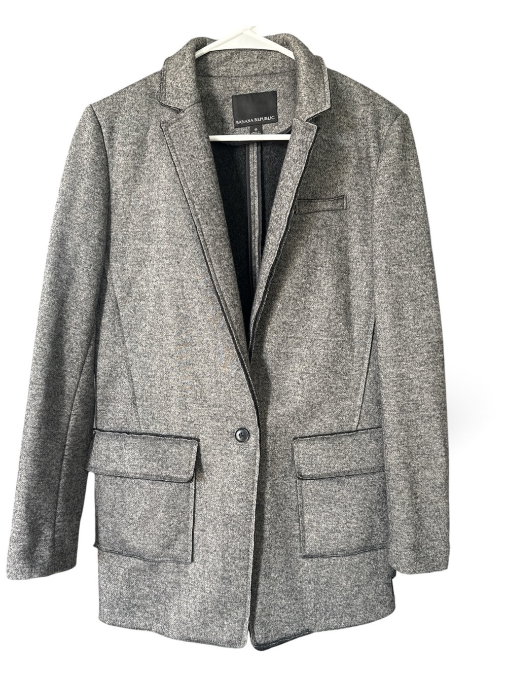 Banana Republic Women's Gray Wool Blend Blazer Coat Boyfriend Blazer Size 6